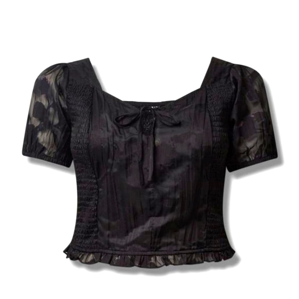 Cotton Clip Floral SmockedCrop Top from Torrid NWT - Picture 3 of 5